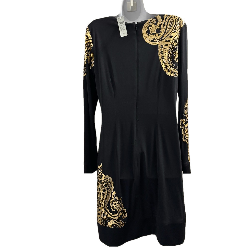 Cache Black Metallic Paisley Dress Size 12 - Picture 5 of 9
